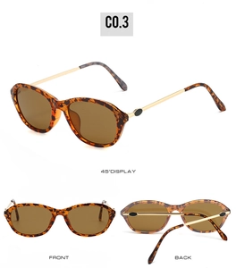 Three views of tortoise shell sunglasses with gold metal temples and brown lenses