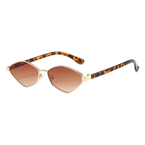 Modern irregular polygon sunglasses with brown gradient lenses and gold metal frame
