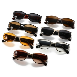 Colección de gafas de sol Y2K ovaladas huecas de metal en varios colores de moda