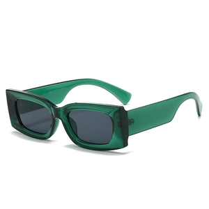 Classic rectangle chunky sunglasses in translucent dark green with dark grey lenses