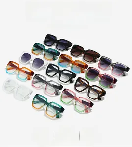 Detailed grid view of stylish oversized square sunglasses in various vibrant colors
