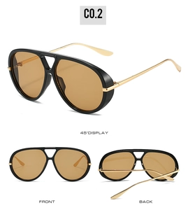 Detailed multi-angle views of pilot sunglasses with black frames and gold metal temples