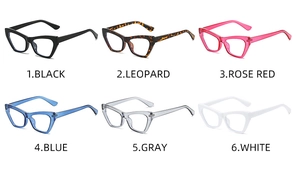Cat eye glasses frames collection in six stylish colors including leopard and rose pink
