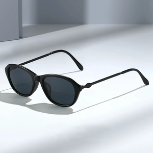 Retro Cat Eye Sunglasses AC Lens Oval Plastic Frame UV400 Polarized Metal Temples Fashion Travel For Women