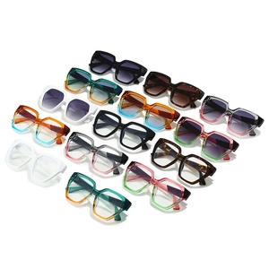 Chic oversized geometric sunglasses in various color gradients and trendy patterns