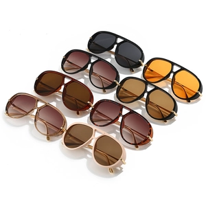 Eight pairs of aviator sunglasses with double-bridge frames in diverse colors