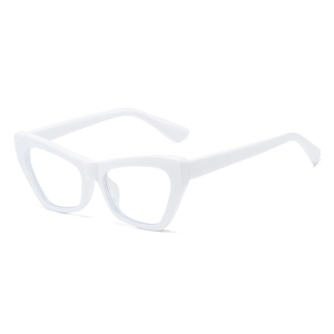 Fashionable white cat-eye anti-blue light glasses frame with polished finish for unisex