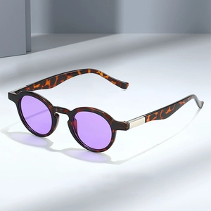 Retro Round Oval Sunglasses PC Frame Metal Hinge UV400 Protection Vintage Fashion Outdoor Travel Eyewear