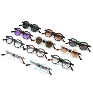 Retro small oval sunglasses and anti-blue light glasses in multiple color variations