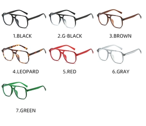 Collection of square anti-blue light glasses frames in seven diverse stylish colors