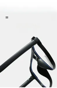 Detail of high-quality hinges and super elastic material on square anti-blue light glasses