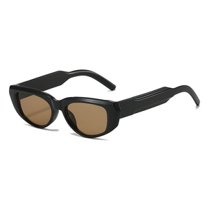Smart audio sunglasses with black frame and brown lenses for outdoor sun protection
