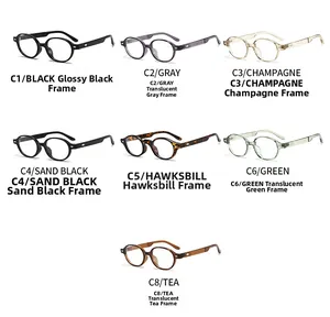 Multiple vintage round TR glasses frames in seven colors with silver diamond rivets