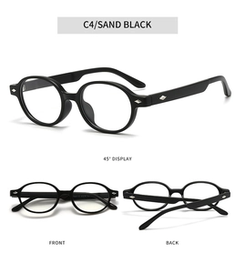 Detailed views of sand black TR anti-blue light glasses frames from multiple angles