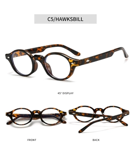 Multi-angle view of round tortoiseshell blue light blocking glasses with diamond rivets