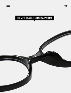 Macro view of integrated thickened nose pads on black blue light blocking glasses
