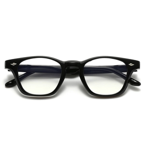 Classic black square full-frame TR90 glasses with silver diamond rivet decorations