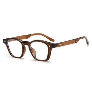 Classic transparent brown TR90 blue light blocking glasses with stylish rectangle frames