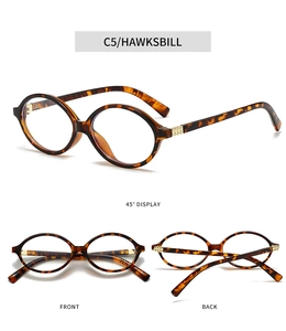 Three-angle view of retro oval tortoiseshell glasses with anti-blue light clear lenses