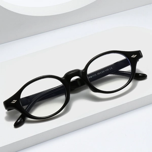 Retro Round TR90 Optical Glasses Frame Anti Blue Light Lightweight Eyewear With Rivet Decor For Women Men