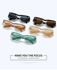 Cinq lunettes de soleil enveloppantes sans monture aux couleurs variées et style moderne