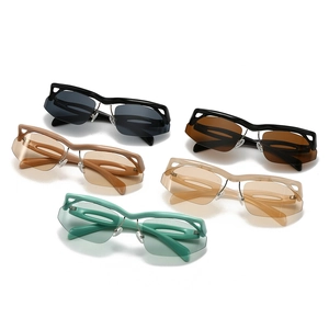 Lunettes de soleil Y2K sans monture de formes irrégulières en diverses couleurs