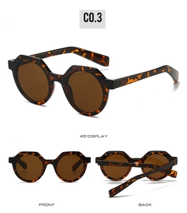 Drei Ansichten der Vintage-Sonnenbrille in Schildpatt-Optik mit braunen Gläsern