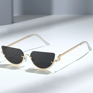 Cat Eye Sunglasses Metal Half Frame Retro UV400 Protection Fashion Trendy Hip Hop Eyewear For Women Outdoor Travel