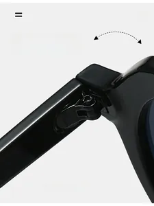 Detailansicht der langlebigen Metallscharniere an der glänzenden ovalen Retro-Sonnenbrille