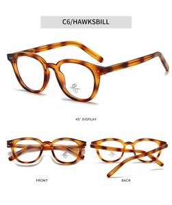Three-angle view of vintage round tortoiseshell frames with anti-blue light and UV400 lenses