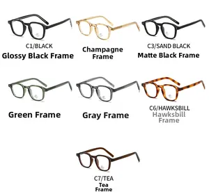 Multiple TR90 square glasses frames in seven colors like champagne, green and tortoiseshell