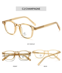 Multi-angle view of champagne TR90 blue light blocking glasses with UV400 protection