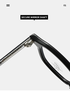 Macro shot of secure metal hinge on TR90 anti blue light and UV400 protective glasses