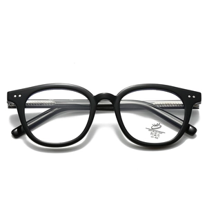 Classic oval black anti-blue light glasses with UV400 protection and reinforced metal core