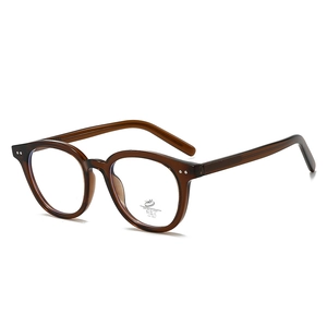 Retro amber round frame glasses with blue light blocking and UV 400 protection