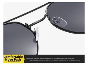 Macro detail of comfortable silicone nose pads on black metal frame sunglasses