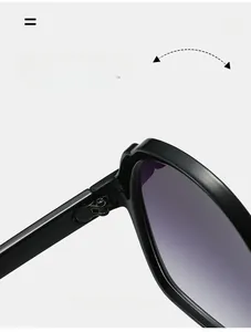 Detail of durable black sunglass hinge with premium gradient purple lenses