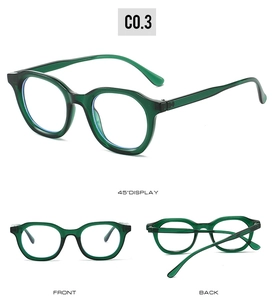 Vues détaillées de la monture de lunettes ovale vert émeraude de style rétro