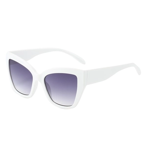 Retro cat-eye sunglasses with white frames and purple gradient lenses for outdoor fashion