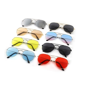 Collection of polarized double-bridge aviator sunglasses with colorful metal frames