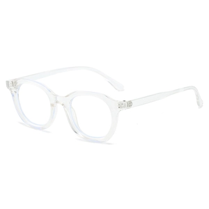 Lunettes à monture ovale transparente minimaliste avec verres anti-lumière bleue et charnières