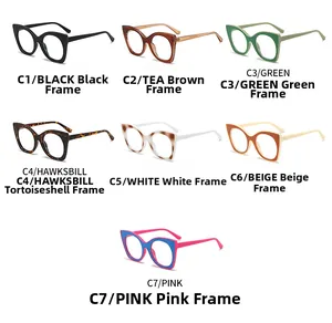 Cat eye glasses frames collection in seven different colors with blue light blocking lens