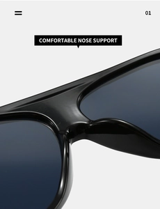 Detailed macro view of comfortable integrated nose support on black fashion sunglasses