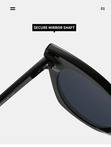 Detailed close-up of cat-eye sunglasses hinge and size specifications 53-18-144