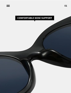 Close-up of integrated comfortable nose support on black acetate cat eye sunglasses
