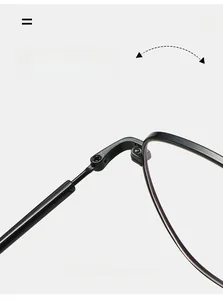 Macro detail of a durable black metal hinge on square glasses frame with precise texture