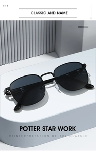 Detail view of vintage square metal sunglasses with spring hinges and soft silicone nose pads