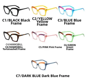 Collection de montures de lunettes œil de chat anti-lumière bleue en divers coloris