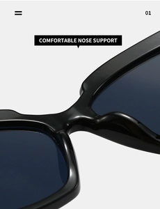 Close-up of the integrated comfortable nose support on black vintage cat-eye sunglasses