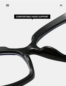 Détail du support nasal intégré confortable sur les lunettes œil-de-chat noires